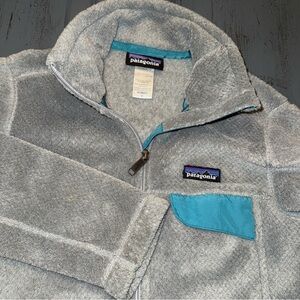 Women’s Patagonia Re-Tool Gray Teal‎ Full Zip Fleece Jacket Size Small